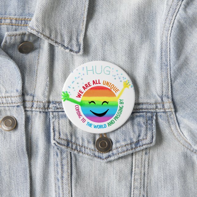 Farbenfrohe Regenbogenfläche mit LGBT Button (Beispiel)