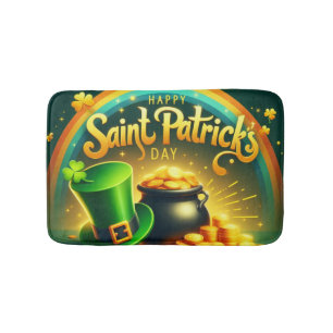 Farbenfrohe Regenbogengold St. Patrick's Day Badematte
