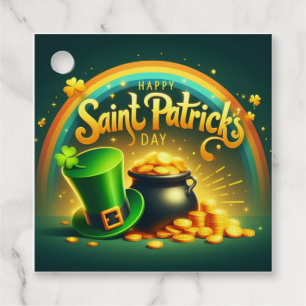 Farbenfrohe Regenbogengold St. Patrick's Day Geschenkanhänger