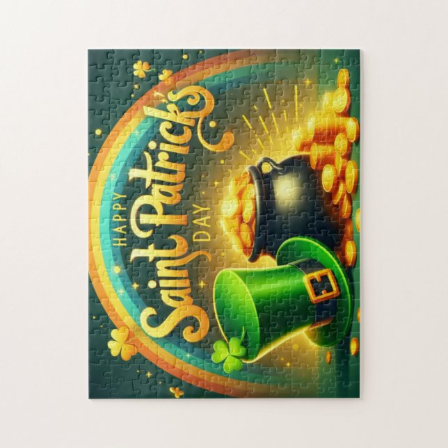 Farbenfrohe Regenbogengold St. Patrick's Day Puzzle (Vertikal)