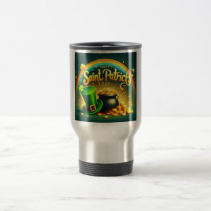Farbenfrohe Regenbogengold St. Patrick's Day Reisebecher