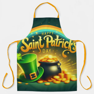 Farbenfrohe Regenbogengold St. Patrick's Day Schürze