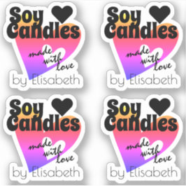 Farbenfrohe Regenbogenhaut aus Liebe Sojaskerzen Aufkleber