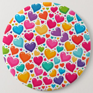 Farbenfrohe Regenbogenherzen Valentines Button