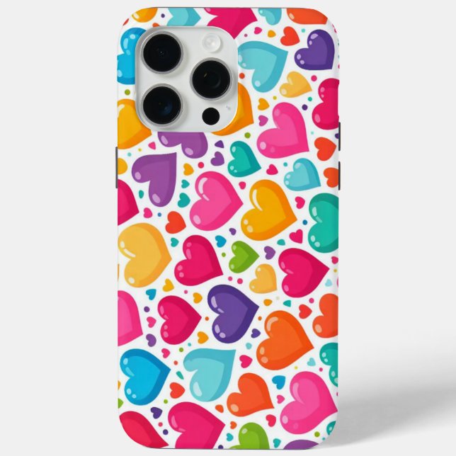 Farbenfrohe Regenbogenherzen Valentines Case-Mate iPhone Hülle (Rückseite)