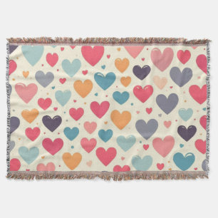 Farbenfrohe Regenbogenherzen Valentines Decke