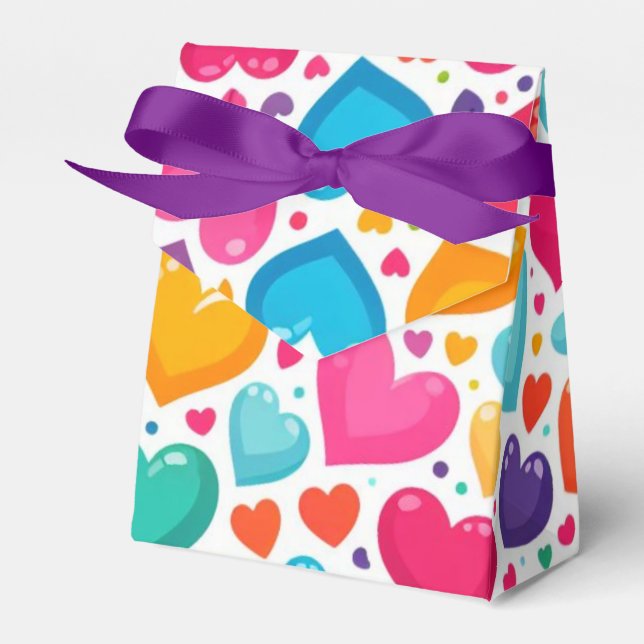 Farbenfrohe Regenbogenherzen Valentines Geschenkschachtel (Vorderseite)
