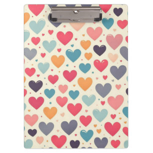 Farbenfrohe Regenbogenherzen Valentines Klemmbrett