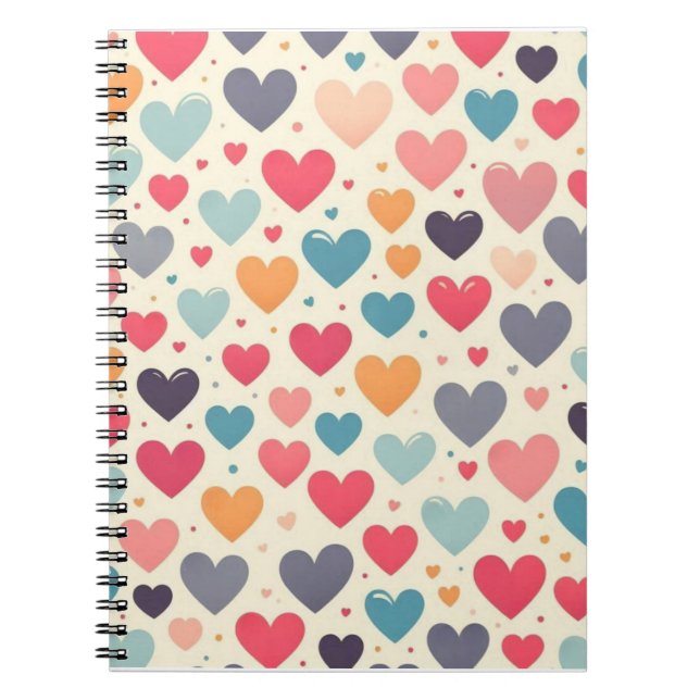 Farbenfrohe Regenbogenherzen Valentines Notizblock (Vorderseite)