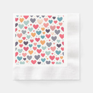Farbenfrohe Regenbogenherzen Valentines Serviette