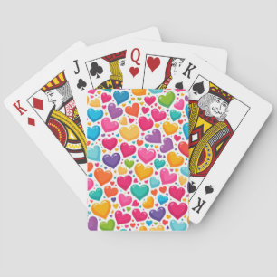 Farbenfrohe Regenbogenherzen Valentines Spielkarten