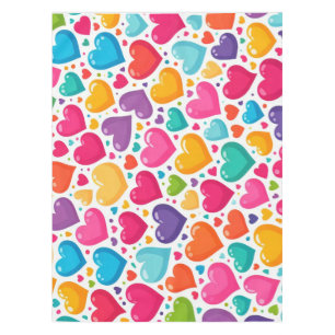 Farbenfrohe Regenbogenherzen Valentines Tischdecke