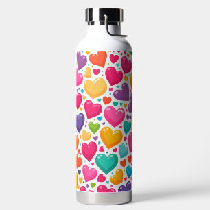 Farbenfrohe Regenbogenherzen Valentines Trinkflasche