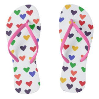 Farbenfrohe Regenbogenhöre Rosa Streifen Flipflops