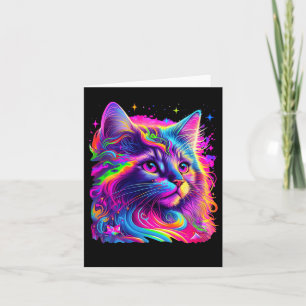 Farbenfrohe Regenbogenkatze Grafik Karte