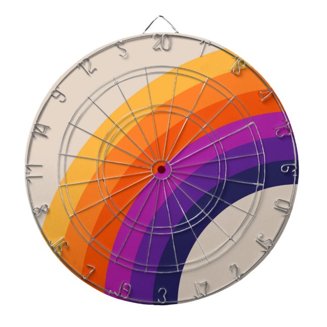 Farbenfrohe Regenbogenkunst im Retrostil Dartscheibe (vorne)