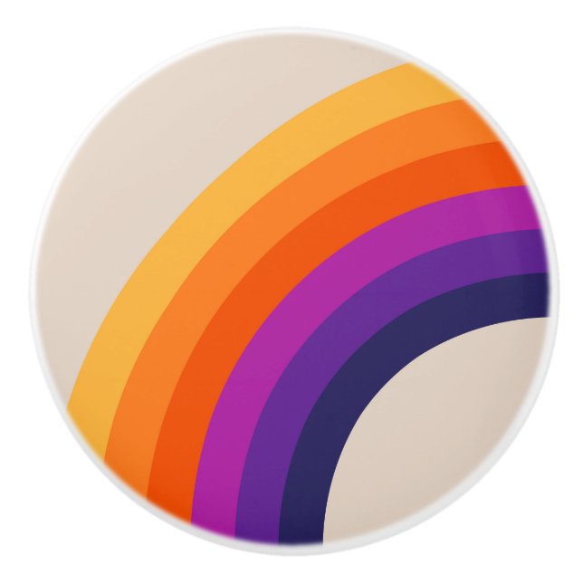 Farbenfrohe Regenbogenkunst im Retrostil Keramikknauf (Vorderseite)