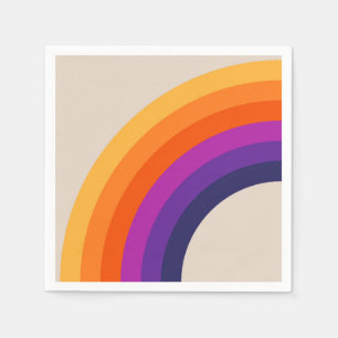 Farbenfrohe Regenbogenkunst im Retrostil Serviette