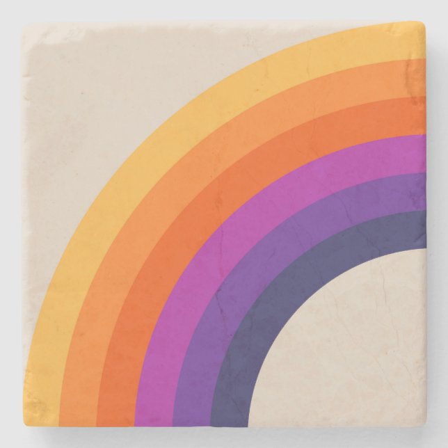 Farbenfrohe Regenbogenkunst im Retrostil Steinuntersetzer (Vorderseite)