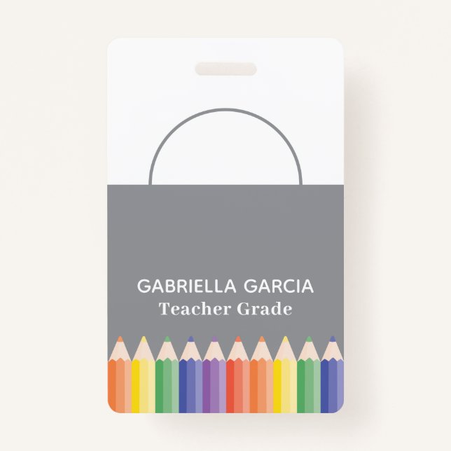 Farbenfrohe Regenbogenlehrer Foto-ID-Abzeichen Ausweis (Vorderseite)