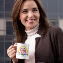Farbenfrohe Regenbogenlehrerin der ersten Klasse Kaffeetasse