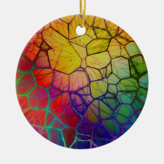 Farbenfrohe Regenbogenmosaike aus verklebtem Glas Keramik Ornament (Vorne)