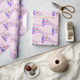 Farbenfrohe Regenbogenmusik Geschenkpapier
