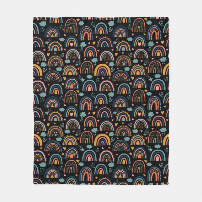 Farbenfrohe Regenbogenmuster Fleecedecke (Vorderseite)