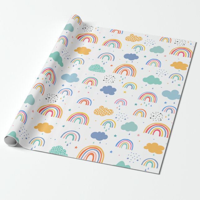 Farbenfrohe Regenbogenmuster Geschenkpapier (Ungerollt)
