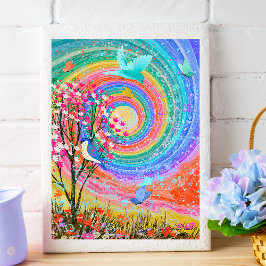 Farbenfrohe RegenbogenNature Wildblumen. Poster