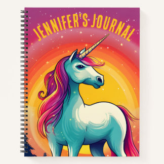 Farbenfrohe Regenbogenpresse Unicorn Journal Name Notizbuch