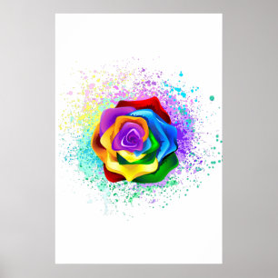 Farbenfrohe Regenbogenrose Poster
