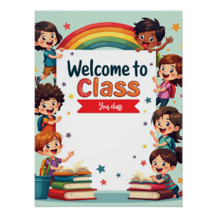 Farbenfrohe Regenbogenschule Mauer Poster