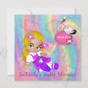 Farbenfrohe Regenbogenspiralen Kinderdusche Einlad Mitteilungskarte