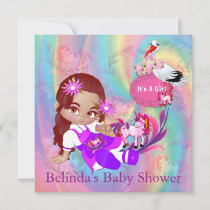 Farbenfrohe Regenbogenspiralen Kinderdusche Einlad Mitteilungskarte