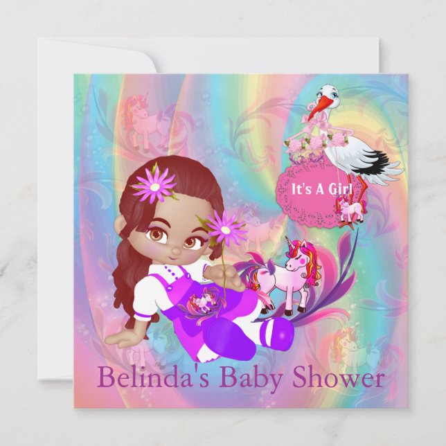 Farbenfrohe Regenbogenspiralen Kinderdusche Einlad Mitteilungskarte (Vorderseite)