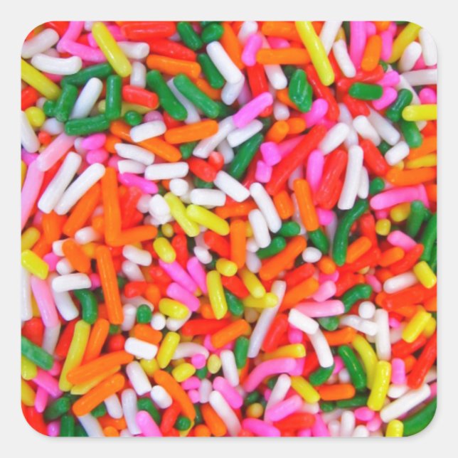 Farbenfrohe Regenbogensprinklen Quadratischer Aufkleber (Vorderseite)