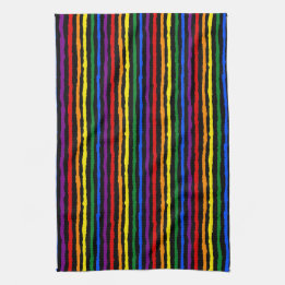 Farbenfrohe Regenbogenstreifen auf Custom Black Geschirrtuch