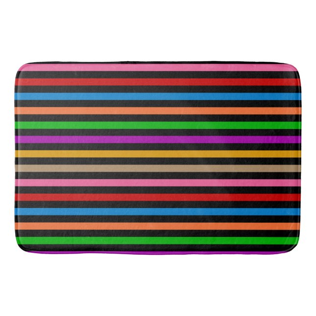 Farbenfrohe Regenbogenstreifen Linien Design - Sch Badematte (Vorderseite)
