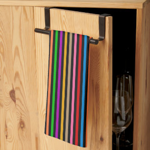 Farbenfrohe Regenbogenstreifen Linien Design - Sch Geschirrtuch