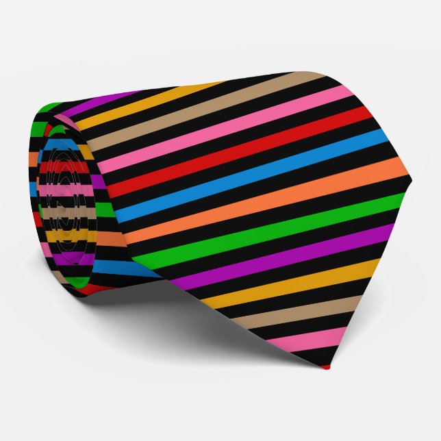 Farbenfrohe Regenbogenstreifen Linien Design - Sch Krawatte (Gerollt)