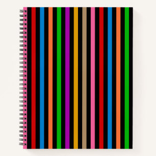 Farbenfrohe Regenbogenstreifen Linien Design - Sch Notizbuch