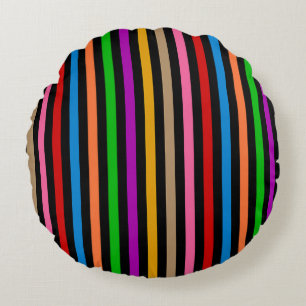 Farbenfrohe Regenbogenstreifen Linien Design - Sch Rundes Kissen
