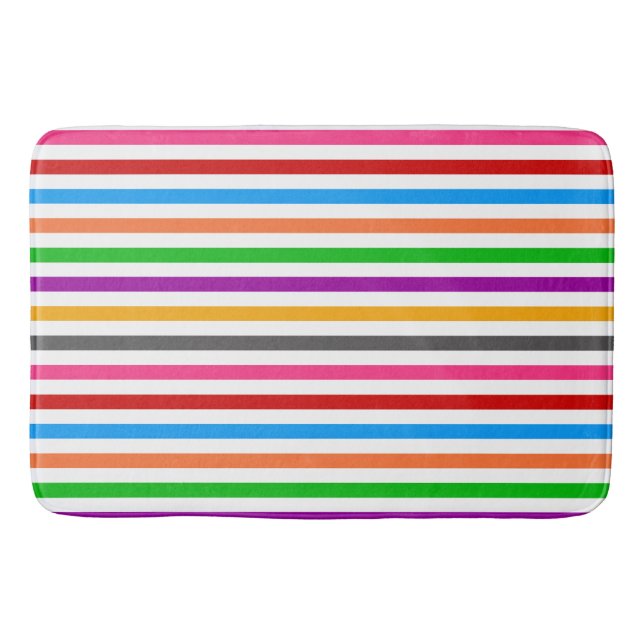 Farbenfrohe Regenbogenstreifen-Linien-Design - Wei Badematte (Vorderseite)