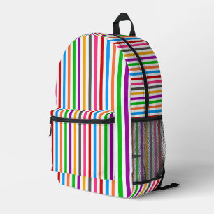 Farbenfrohe Regenbogenstreifen-Linien-Design - Wei Bedruckter Rucksack