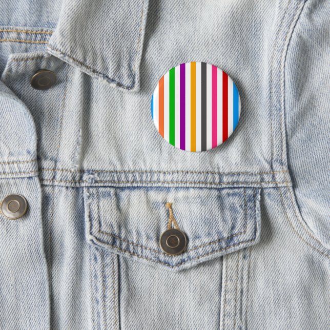 Farbenfrohe Regenbogenstreifen-Linien-Design - Wei Button (Beispiel)