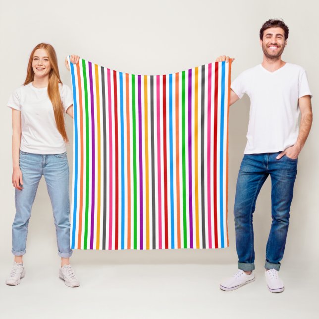 Farbenfrohe Regenbogenstreifen-Linien-Design - Wei Fleecedecke (Beispiel)