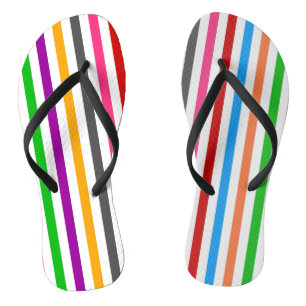 Farbenfrohe Regenbogenstreifen-Linien-Design - Wei Flip Flops