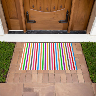 Farbenfrohe Regenbogenstreifen-Linien-Design - Wei Fußmatte