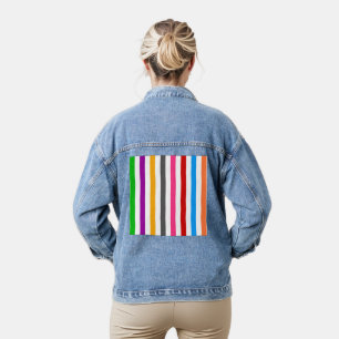 Farbenfrohe Regenbogenstreifen-Linien-Design - Wei Jeansjacke